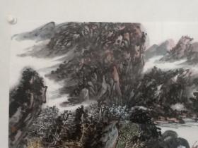 保真书画，当代山水名家，解放军国防大学书画研究院副院长，画家谭开《幽境》四尺整纸山水画一幅。