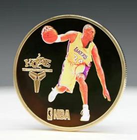 纪念KOBE奖章 篮球明星退役科比纪念币 收藏纪念章  彩色金章