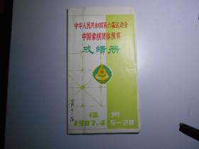 《中华人民共和国第六届运动会中国象棋团体预赛 成绩册》1987年（象棋大师黄少龙所藏，有署名。附：黄少龙在其他全国象棋比赛中用过的证书4个）