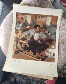 一张，宣传画周恩来像周总理像库存近全品时期印约38x26包老保真70年代的周总理纺线普通一兵