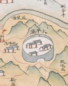 0310古地图 1790-1808 四川嘉定府周边形势图 清乾隆55年至嘉庆13年间。纸本大小29.51*73.41厘米。宣纸原色仿真。微喷复制