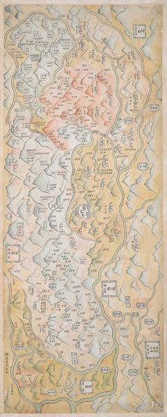 0310古地图 1790-1808 四川嘉定府周边形势图 清乾隆55年至嘉庆13年间。纸本大小29.51*73.41厘米。宣纸原色仿真。微喷复制