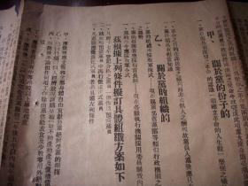 1929年-中国国民党第三次全国代表大会议案之一~祝平【彻底整理党务方案】折叠一大张77/26厘米，有共产党内容，背面贴剪报【性的罗纲】