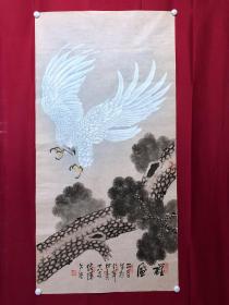 书画原作10272，著名画家【周仁辉、何俊德】工笔花鸟画，雄鹰图，雄风