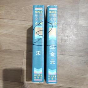 中国文学五千年，绘画本，共2本。全6卷，只有第4.5卷。分别是宋、辽金元绘画本。书脊有笔记，见照片。