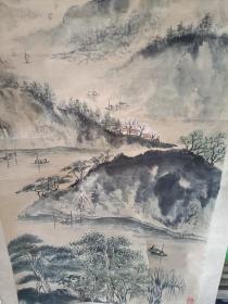 装裱字画《老书画家刘广成款美术作品：江中图（四尺整张）》画芯长128厘米，宽68厘米！笔墨老道！懂字画者鉴之！！2021年画袋内之12