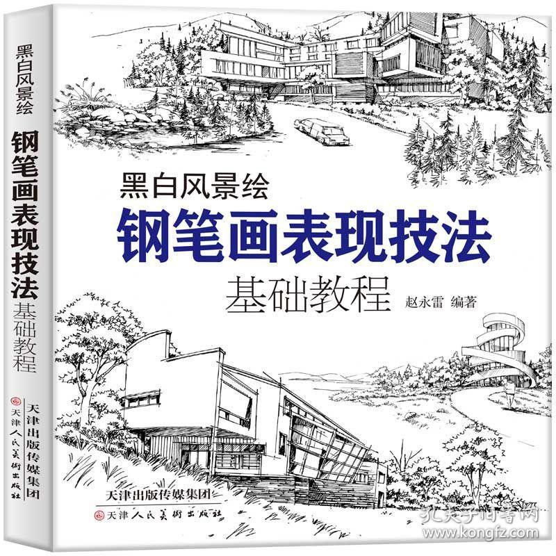 全新正版 黑白风景绘 黑白百花绘 铅笔画钢笔画表现技法基础教程从入门到精通零基础学绘画 黑白画意 建筑风景速写线描画初学者绘画技法