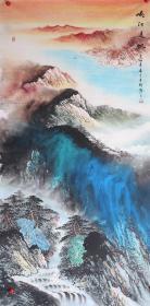 国家一级美术师王老师纯手绘四尺泼彩山水