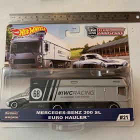 美国发货Hotwheels汽车玩具模型 全新未开封 奔驰赛车及托运卡车 Mercedes Benz 300 SL Euro Hauler