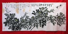 书画原作10299，著名画家【周仁辉、王平善】花鸟画，牡丹图，约24平尺