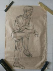 湖北美院学生薛艳素描男人体一件，包快递。