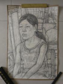 湖北美院学生汪俊俊素描少女一件，包快递。
