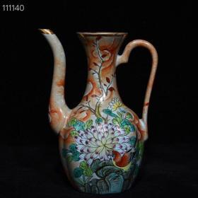 汝窑粉彩描金花鸟纹执壶
