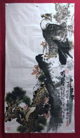 书画原作10327，著名画家【周仁辉、何俊德】花鸟画，秃鹫，雄风