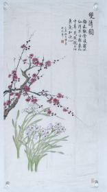 【卫士之光展览作品】胜男国画作品《双清图》一幅（纸本软片，约7.87平尺，钤印：胜男印）HXTX207233