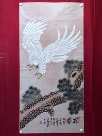 书画原作10394，著名画家【周仁辉、何俊德】工笔花鸟画，雄鹰图