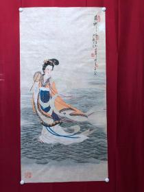 书画原作10362，著名画家【周仁辉、王淑静】工笔人物画，仕女图，洛神