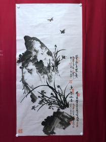 书画原作10355，著名画家【周仁辉、何俊德，胥鸿仪】花鸟画，兰为王者香