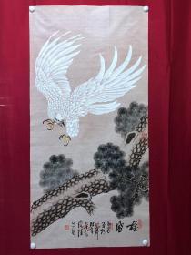 书画原作10395，著名画家【周仁辉、何俊德】工笔花鸟画，雄鹰图