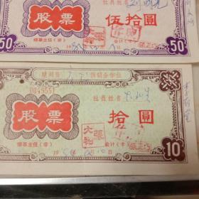 股票(建湖县辛庄供销合作社)五张大全套合售