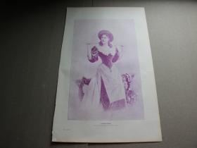 7【百元包邮】1895年平版印刷画《夏洛特巴斯特女士》（Charlotte Basté）尺寸约41*28厘米（货号603207）