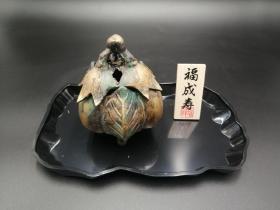 日本回流名家瑞峰造铜鎏金福成寿茄子型熏香炉一件，造型漂亮