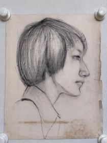 40年前美院老素描一幅，尺寸:39×30低价处理旧物，真假不辨，买家自鉴，