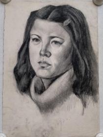 40年前美院老素描一幅，尺寸:39×27低价处理旧物，真假不辨，买家自鉴