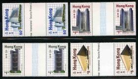 香港1985年 香港的新建筑带过桥 双连 全新 2套