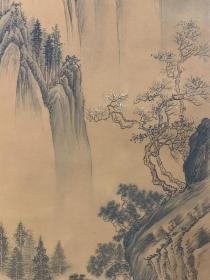 唐寅 山水 ，绢本