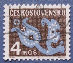 花卉欠资邮票4K（捷克斯洛伐克邮票）--早期外国邮票甩卖--实拍--包真，