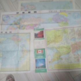 世界地图(2张106x75，76ⅹ52)，加拿大地图(76X52)，原苏联境内各独立国家地图(75X53)