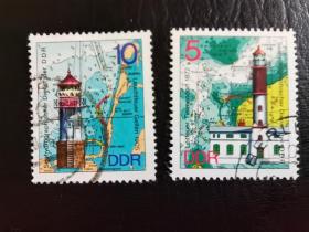 德国邮票（建筑）：1975年灯塔 2枚