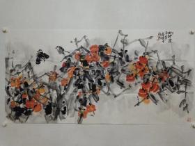 保真书画，孟微冬老师四尺整纸国画《好事连年多》一幅，展览作品