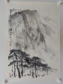 保真书画，故宫博物院余辉山水画一幅，纸本托片69×46cm