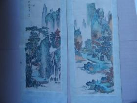 装轴字画06，布面挂画幽涧听泉等两幅，