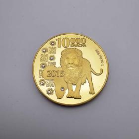 野生动物非洲狮子纪念币外币硬币 非洲赞比亚纪念币镶钻狮子金币