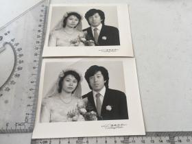 80年代老照片 北京结婚照2张+底片【国泰照相】