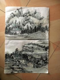 国画 宣纸未裱  -  水墨画 尺寸：70x45厘米 品相以图为准