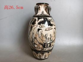 宋代磁州窑人物瓷瓶-