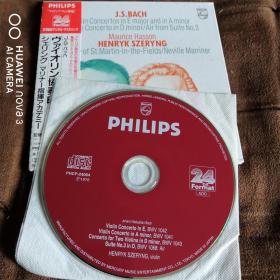 PHILIPS 巴赫-小提琴&双小提琴协奏曲/谢林 SZERYNG/BACH 日24BIT纸盒首版