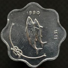 马尔代夫5拉里硬币（1990年）