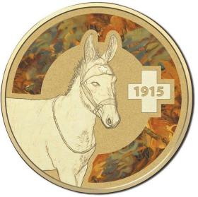 战争中的动物--骡 澳大利亚2015年1元彩色纪念币 邮币首日封