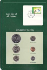 巴拿马 全套6枚硬币套币 1982--1984年 富兰克林封装带邮票