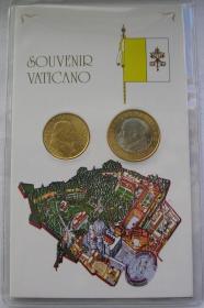 梵蒂冈2001年教皇保罗二世精装2枚硬币 全新UNC