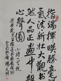 保真书画，云南老一辈书法名家，楚雄市书法家协会主席杨文明书法一幅，纸本托片，尺寸97.5×53cm