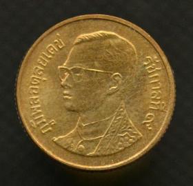 泰国25萨当 90年代 拉玛九世青年版 黄铜币 全新UNC
