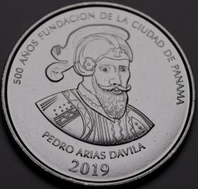 巴拿马50分硬币 2019年 巴拿马城500年纪念币 31MM 全新卷拆品