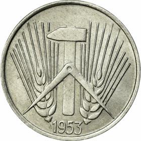 民主德国 东德 1953年 5芬尼A版硬币 全新拆卷品