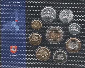 立陶宛全套9枚硬币 1991--2002年  全新封装UNC